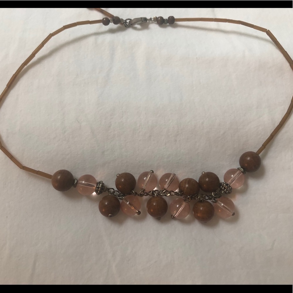 Rose colored bead necklace